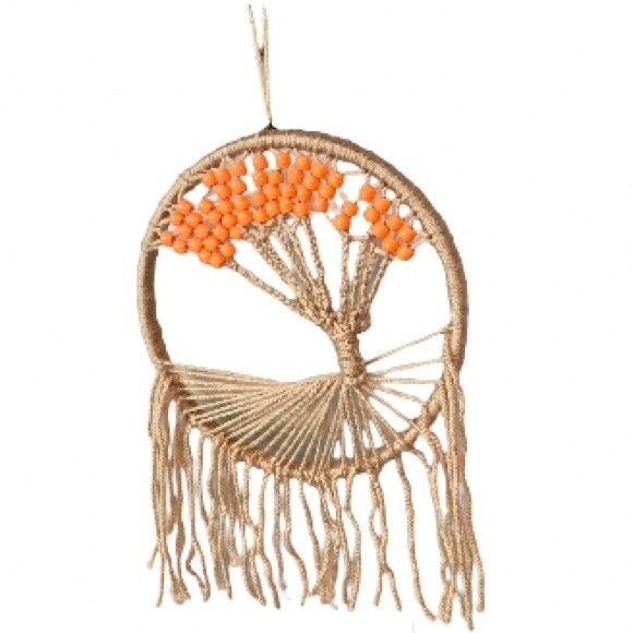 Tree of Life Boho Wall Hanging Orange Tan Wall Art Home Decor 9.5 inches - Picture 1 of 11